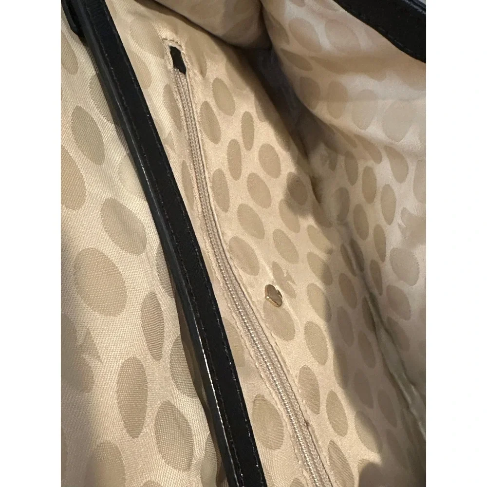 Kate Spade New York Saffiano Leather Crossbody Bag Navy Blue Gold Stripe